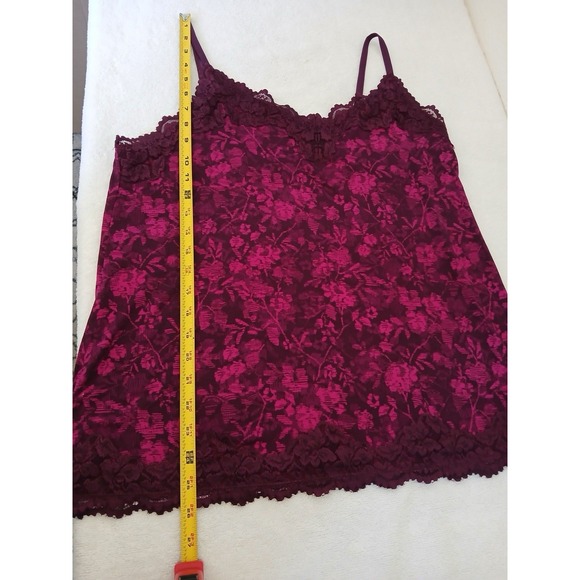 Lane Bryant Women Floral 14/16 Tank Top Layering Cotton sleeveless Cami Burgundy - Picture 10 of 14